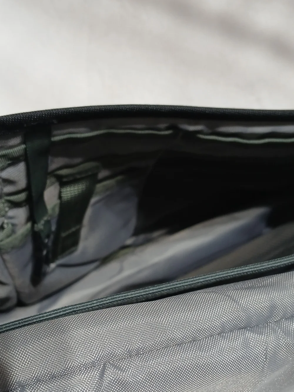 Patagonia Black Messenger Bag with Olive Straps Unisex